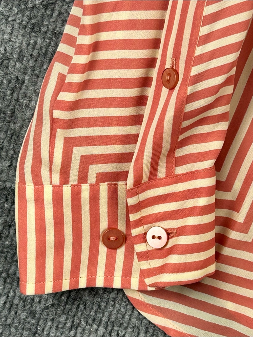 Josephine Chaus Coral Striped Silk Button-Down Shirt - Picture 6 of 11